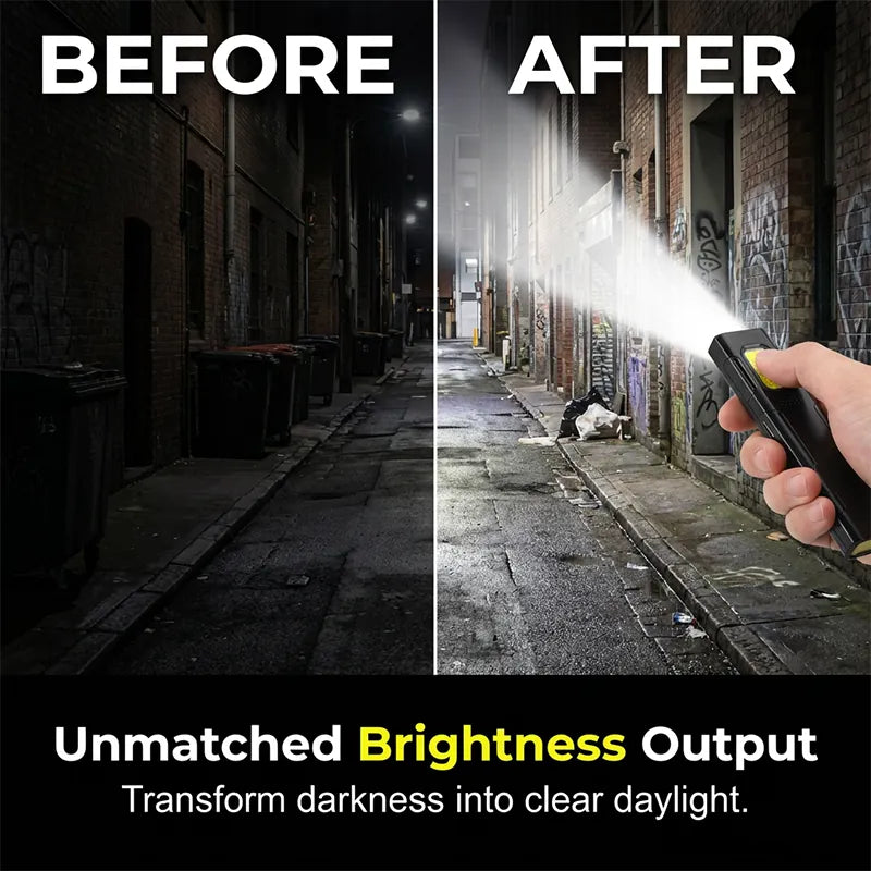Magnetic Hands-Free Work Light - Dual Mode LED & COB, Ultra-Light Clip