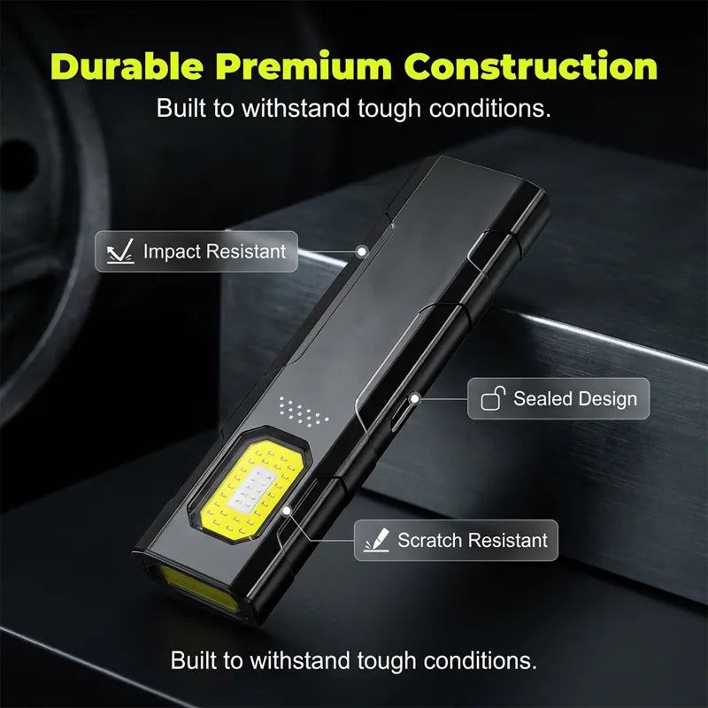 Magnetic Hands-Free Work Light - Dual Mode LED & COB, Ultra-Light Clip