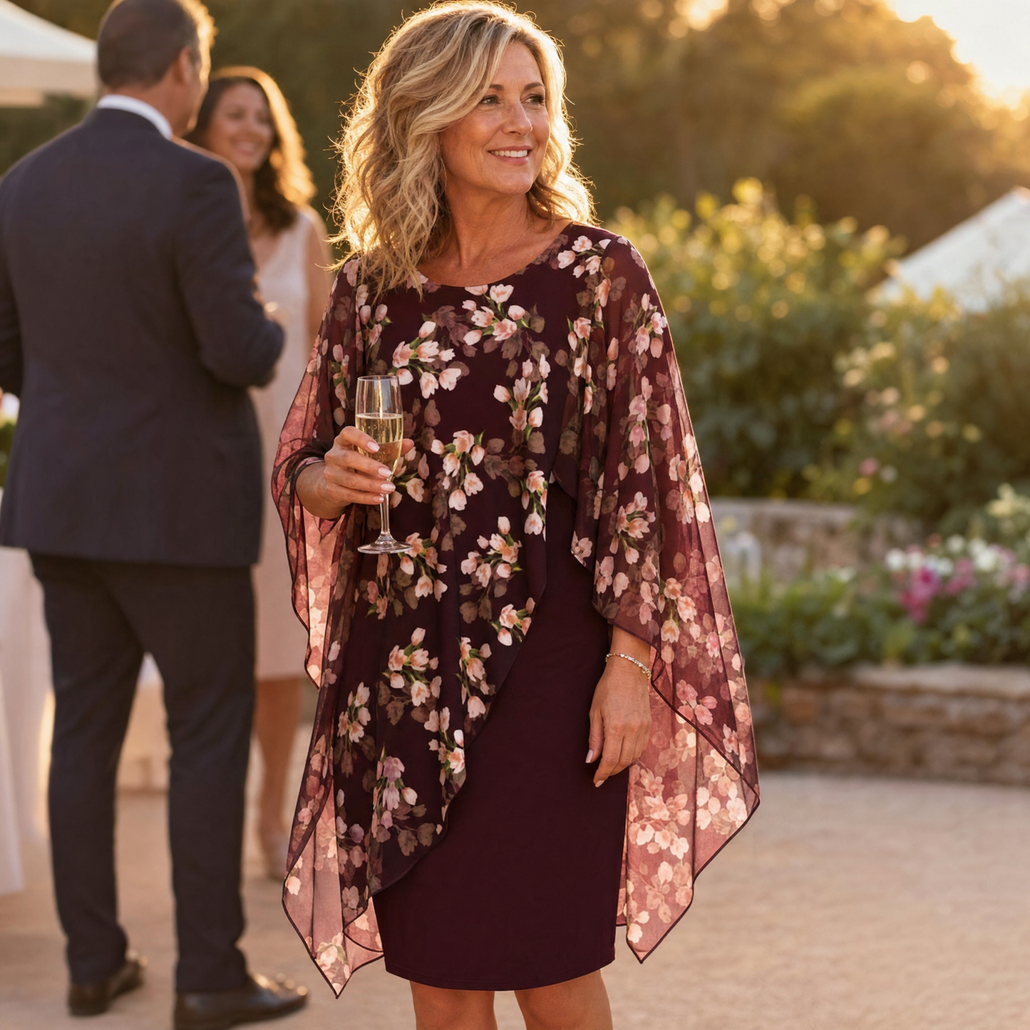 Elegant Overlay Sheath Dress — View 3 | Clova