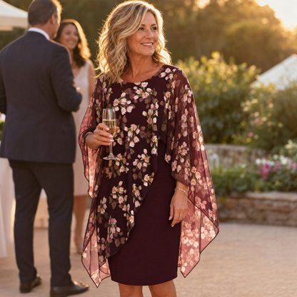 Elegant Overlay Sheath Dress — View 3 | Clova