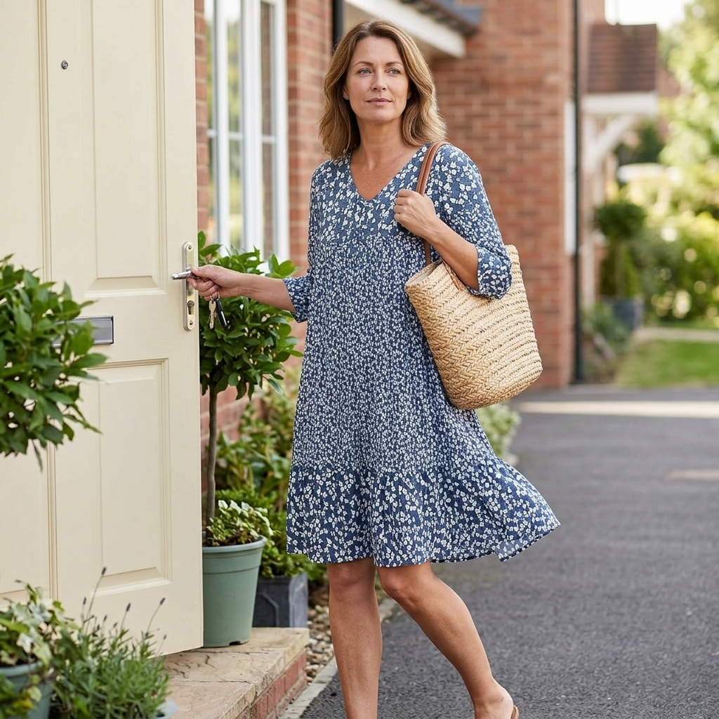 Breezy Floral Midi with Ruffle Hem — View 2 | Clova