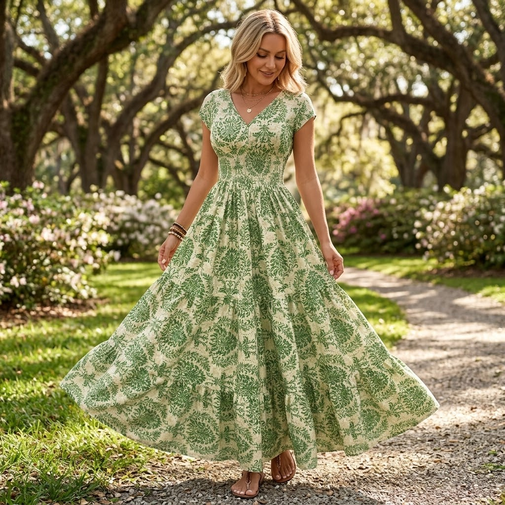 Smocked Floral Maxi Dress — View 3 | Clova