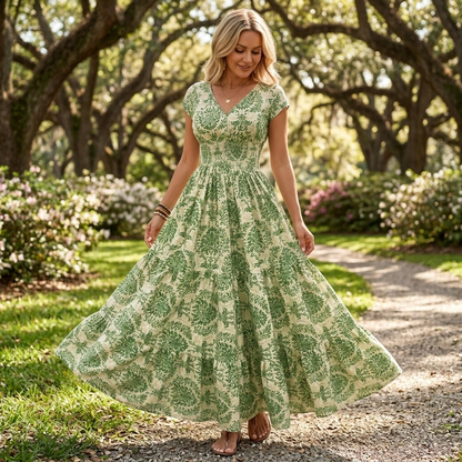 Smocked Floral Maxi Dress — View 3 | Clova