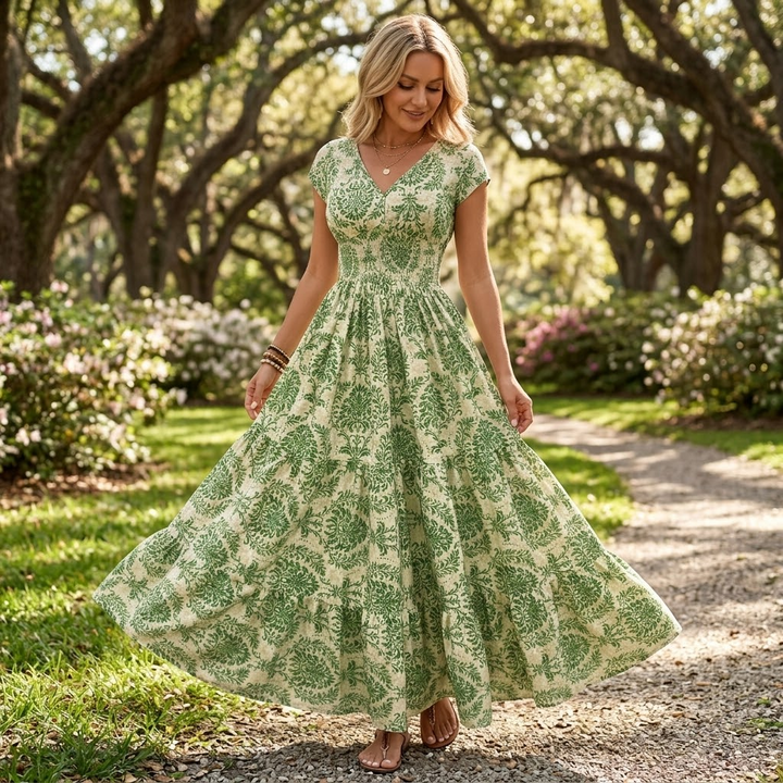 Smocked Floral Maxi Dress — View 3 | Clova