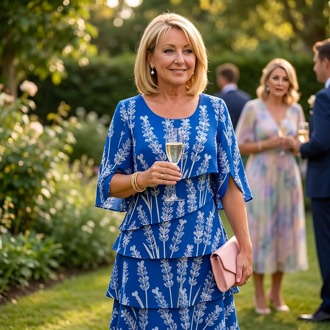 Lumielle Tiered Floral Midi Dress for Special Occasions — View 4 | Clova
