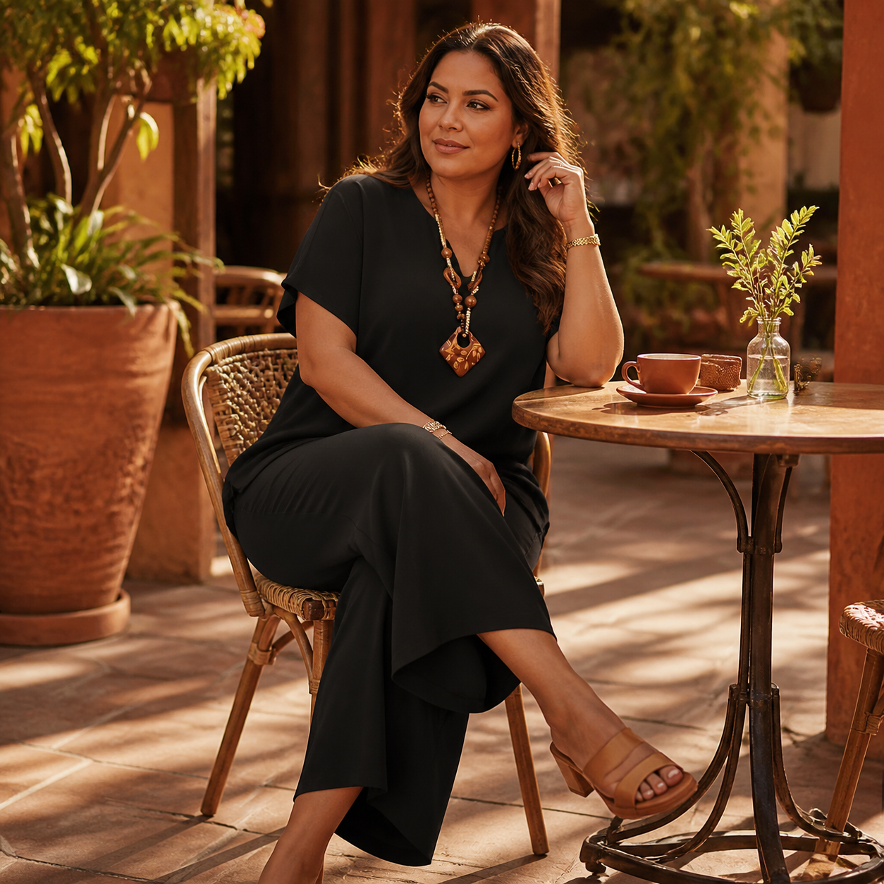 Relaxed Two-Piece Set with Wide-Leg Pants — View 3 | Clova