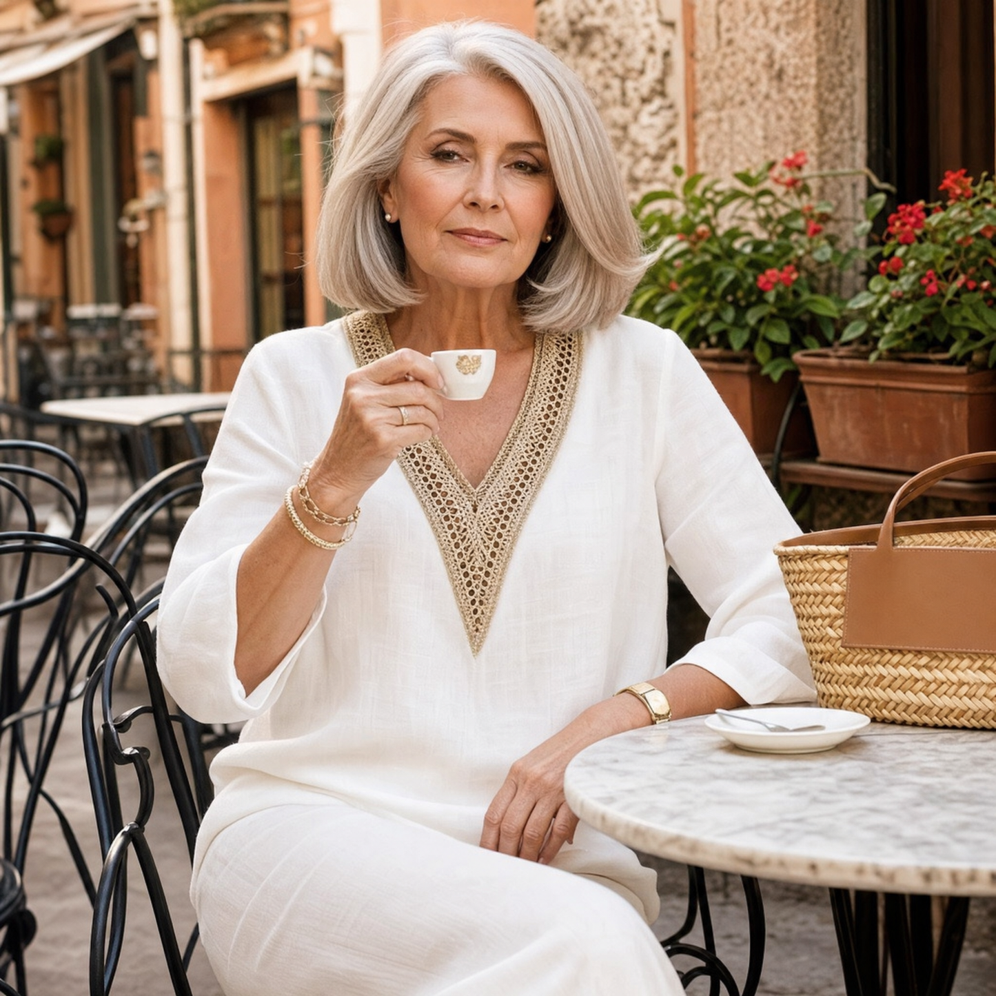 Crochet V-Neck Set — View 3 | Clova