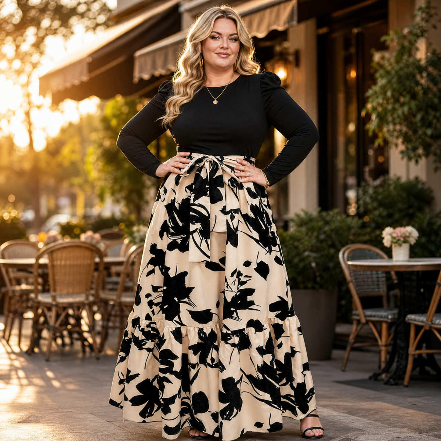 Floral Tie-Waist Maxi Dress — View 3 | Clova