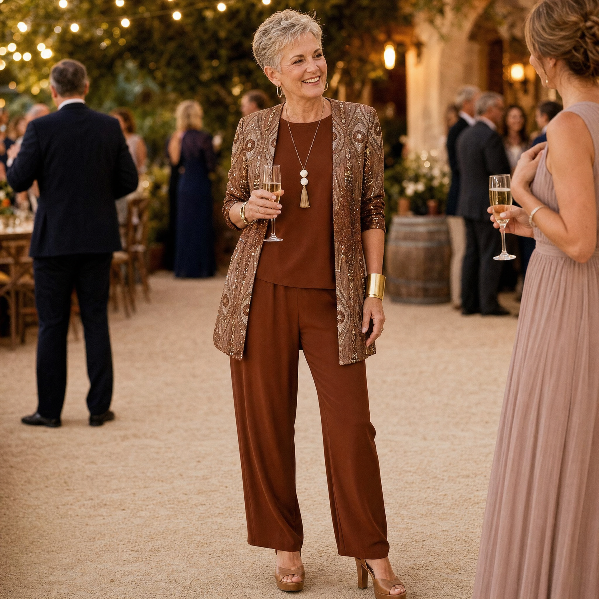 Elegant 3-Piece Pantsuit Set for Occasions — View 3 | Clova