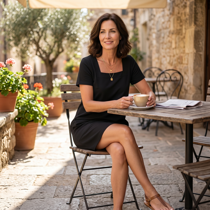 Soft Square-Neck Pocket Dress — View 3 | Clova