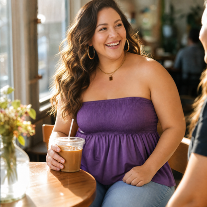 Strapless Smocked Babydoll Top — View 4 | Clova