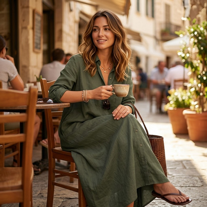 Effortless Maxi Shirt Dress with Pockets — View 4 | Clova