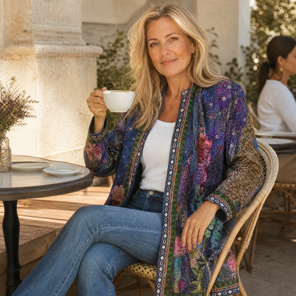 Art-Print Open Jacket for Effortless Style — View 3 | Clova