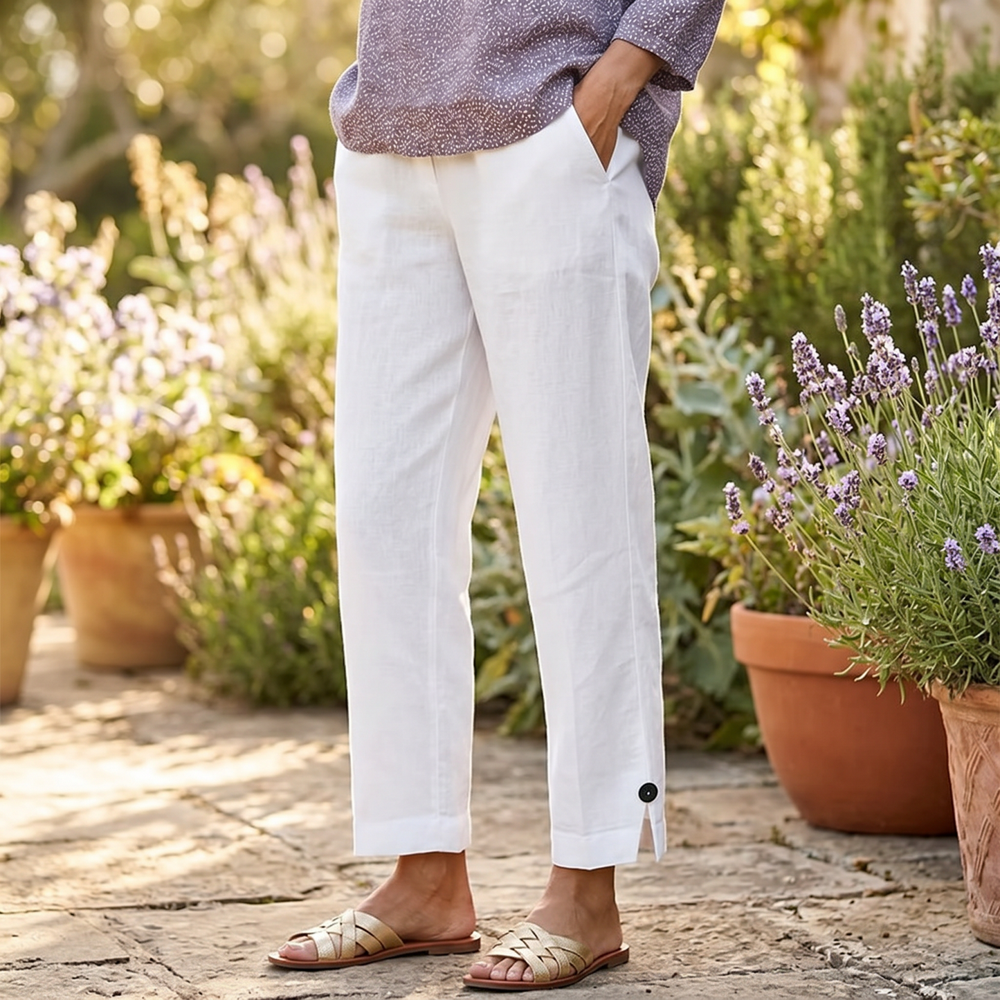 Soft-Stretch Cropped Pants — View 2 | Clova