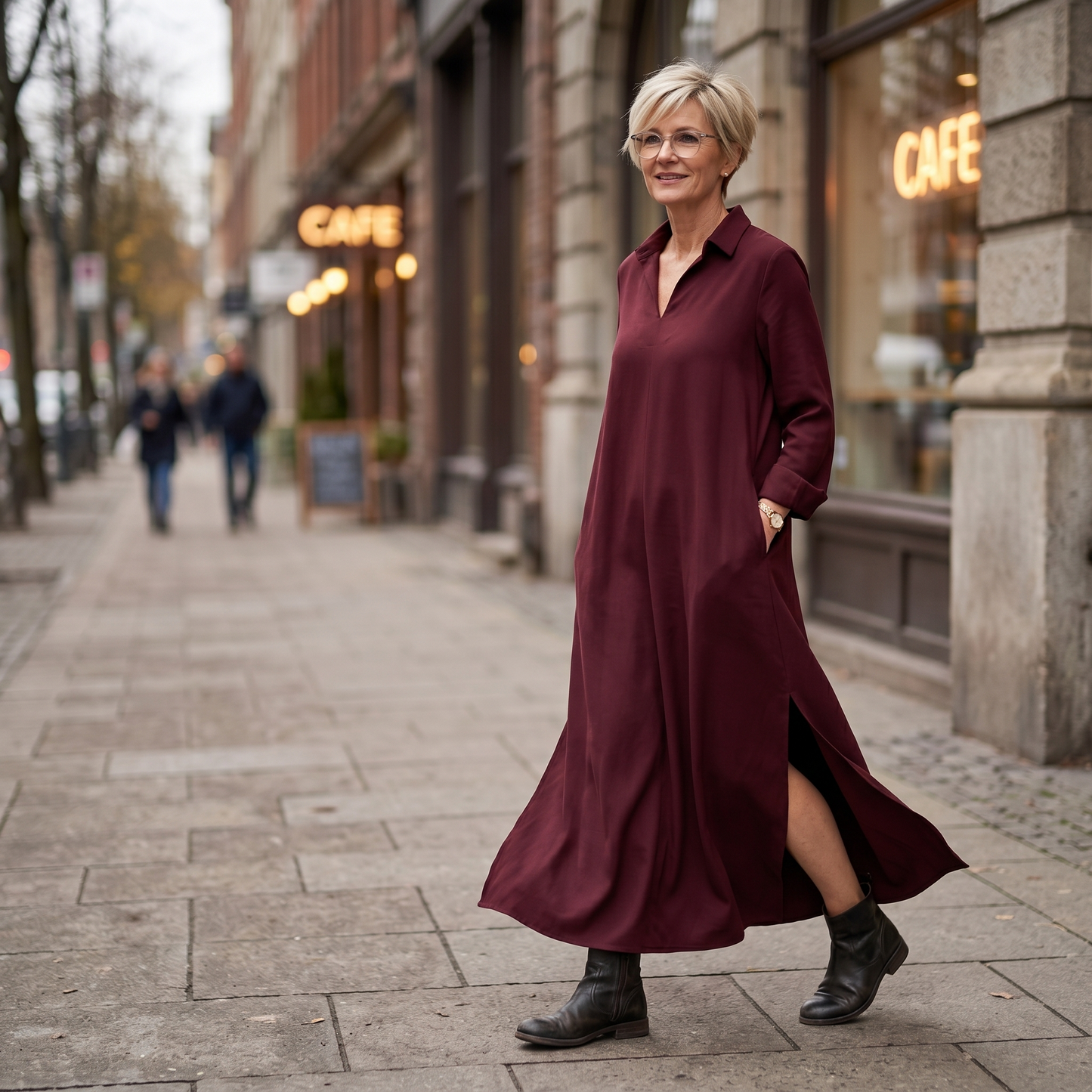 Loose Maxi Dress with Side Slits — View 4 | Clova