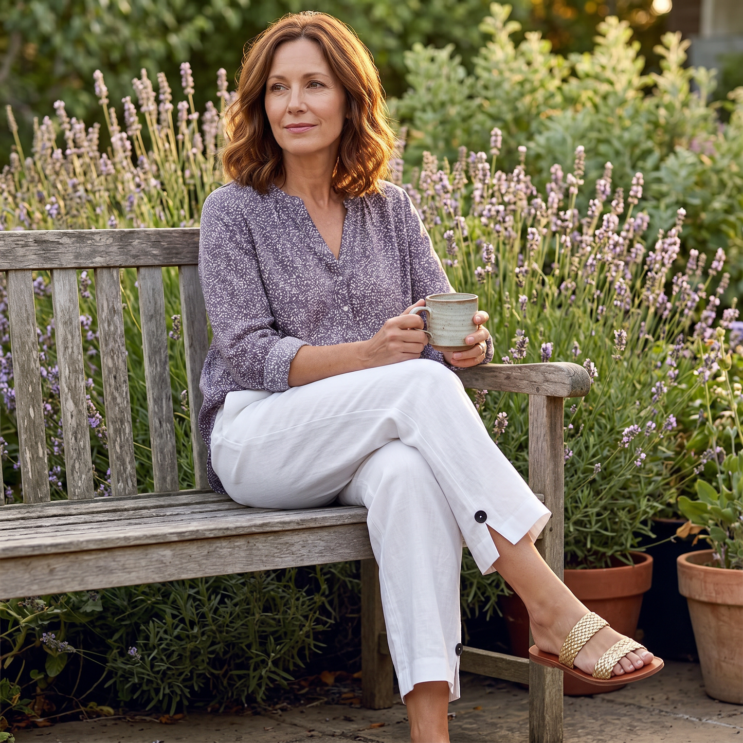 Soft-Stretch Cropped Pants — View 3 | Clova