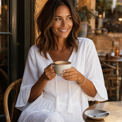 Breezy V-Neck Cotton Dress — View 4 | Clova