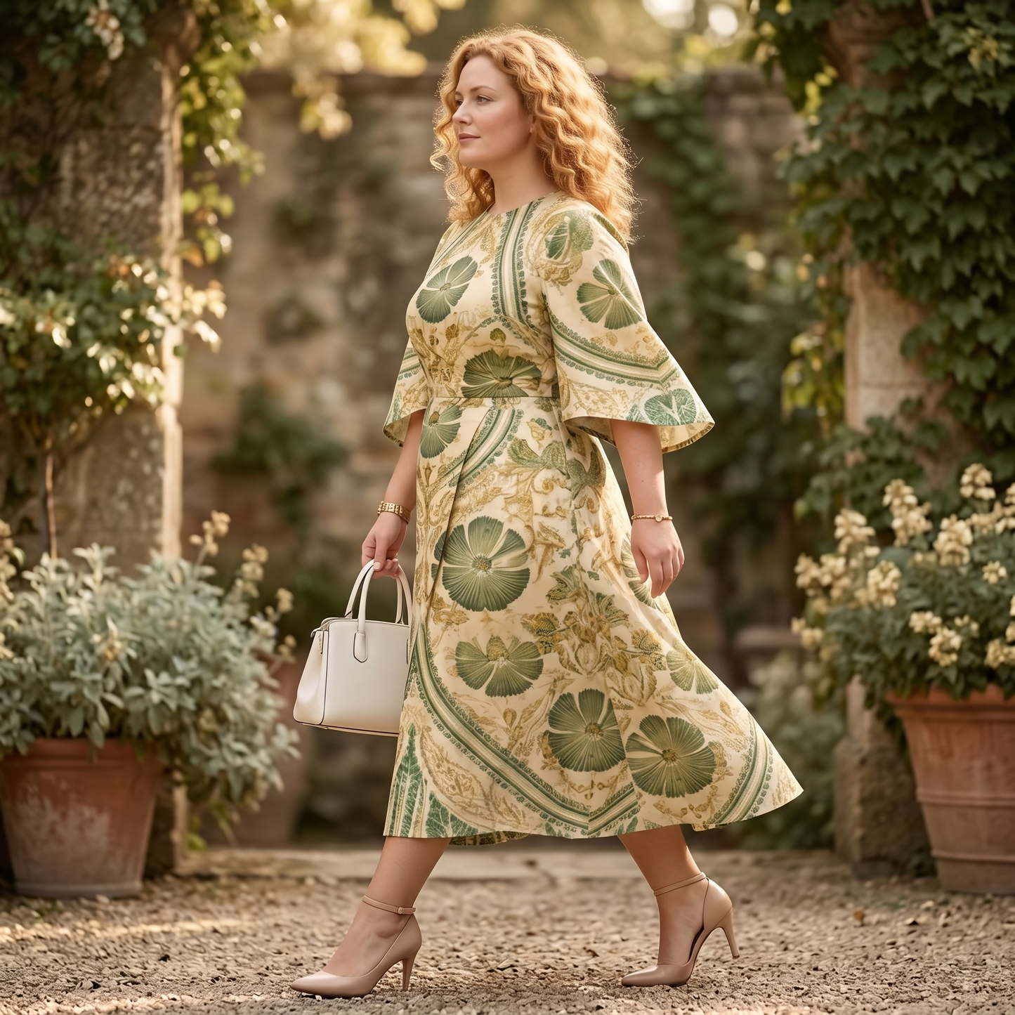 Serenza Vintage Tapestry Midi Dress for Curves — View 4 | Clova