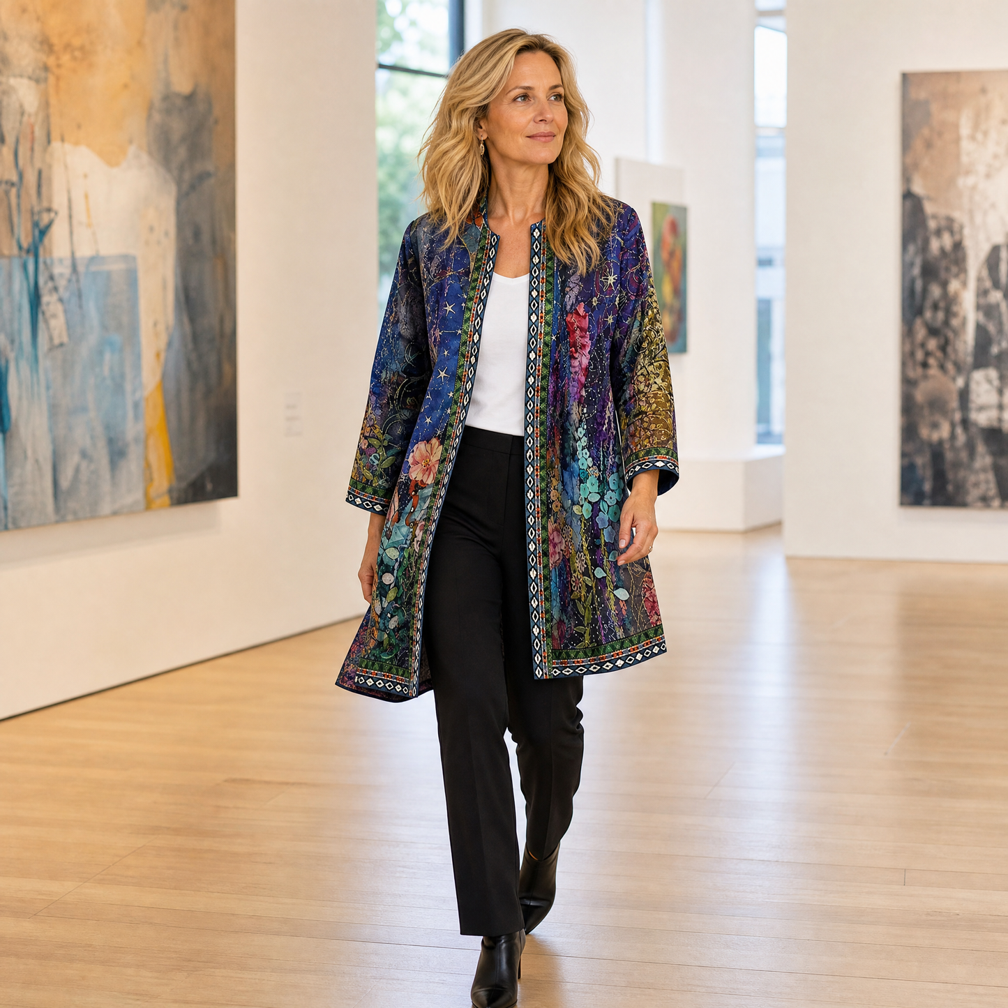 Art-Print Open Jacket for Effortless Style — View 4 | Clova