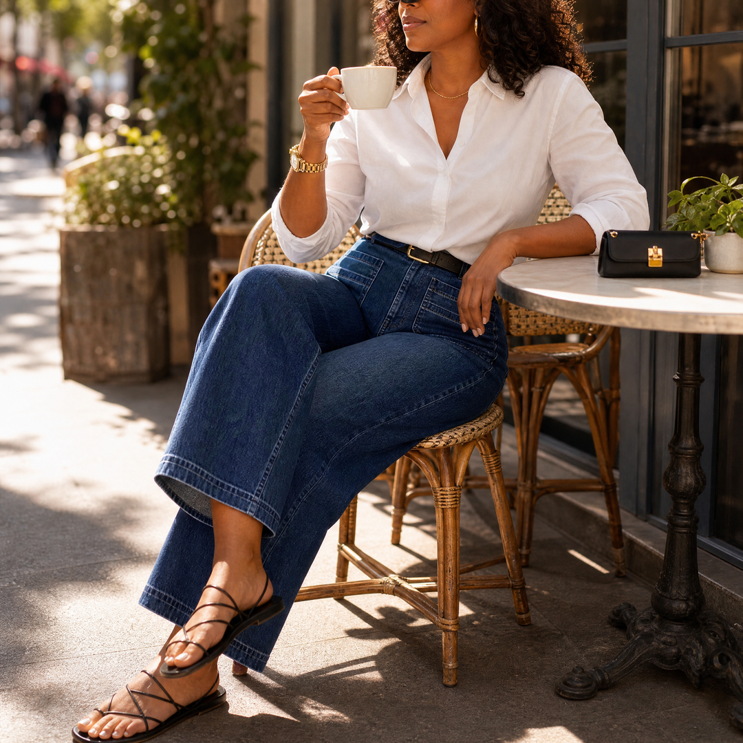 Patch-Pocket Wide-Leg Jeans — View 4 | Clova