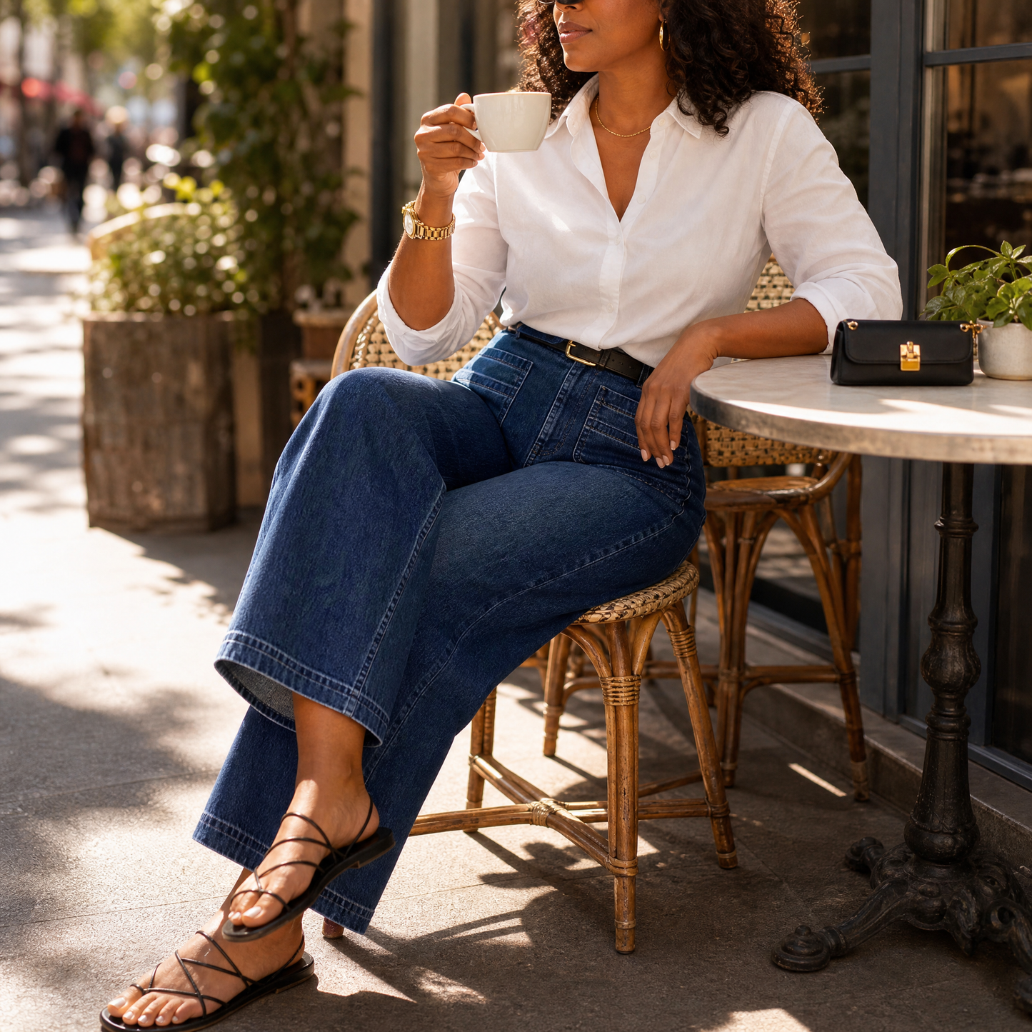 Patch-Pocket Wide-Leg Jeans — View 4 | Clova