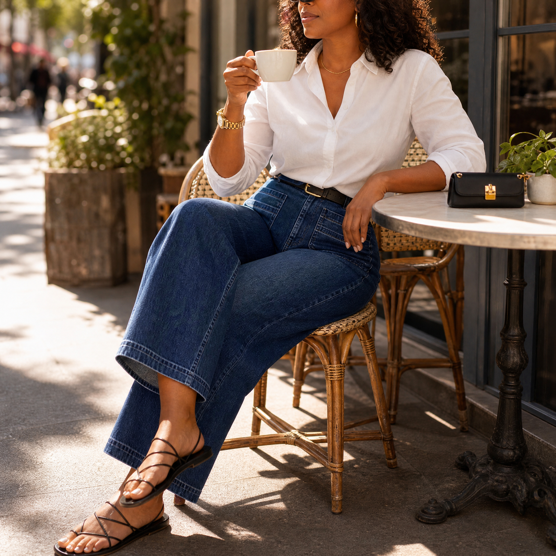 Patch-Pocket Wide-Leg Jeans — View 4 | Clova