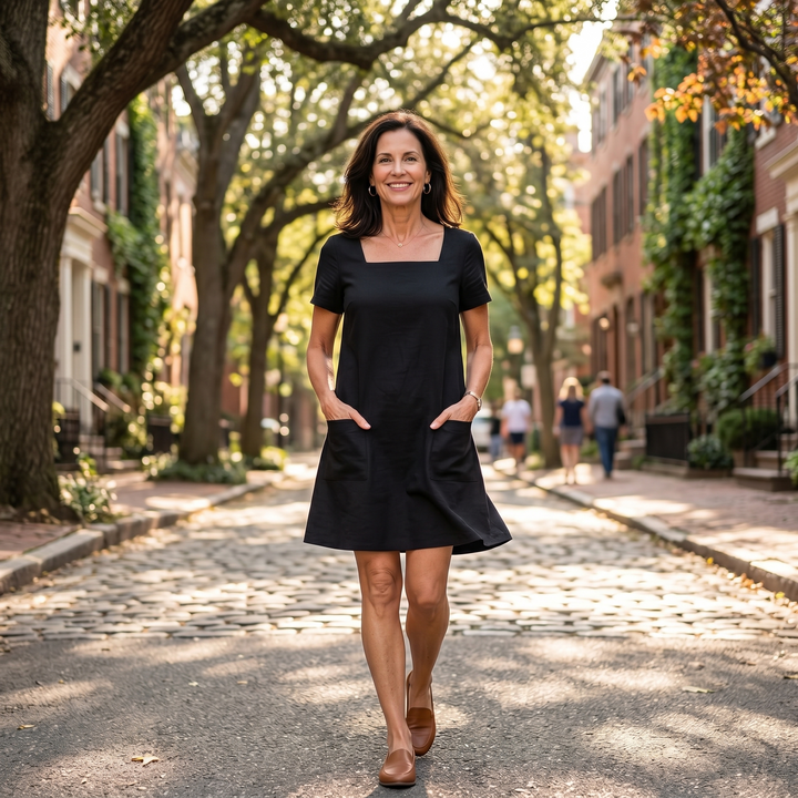 Soft Square-Neck Pocket Dress — View 4 | Clova