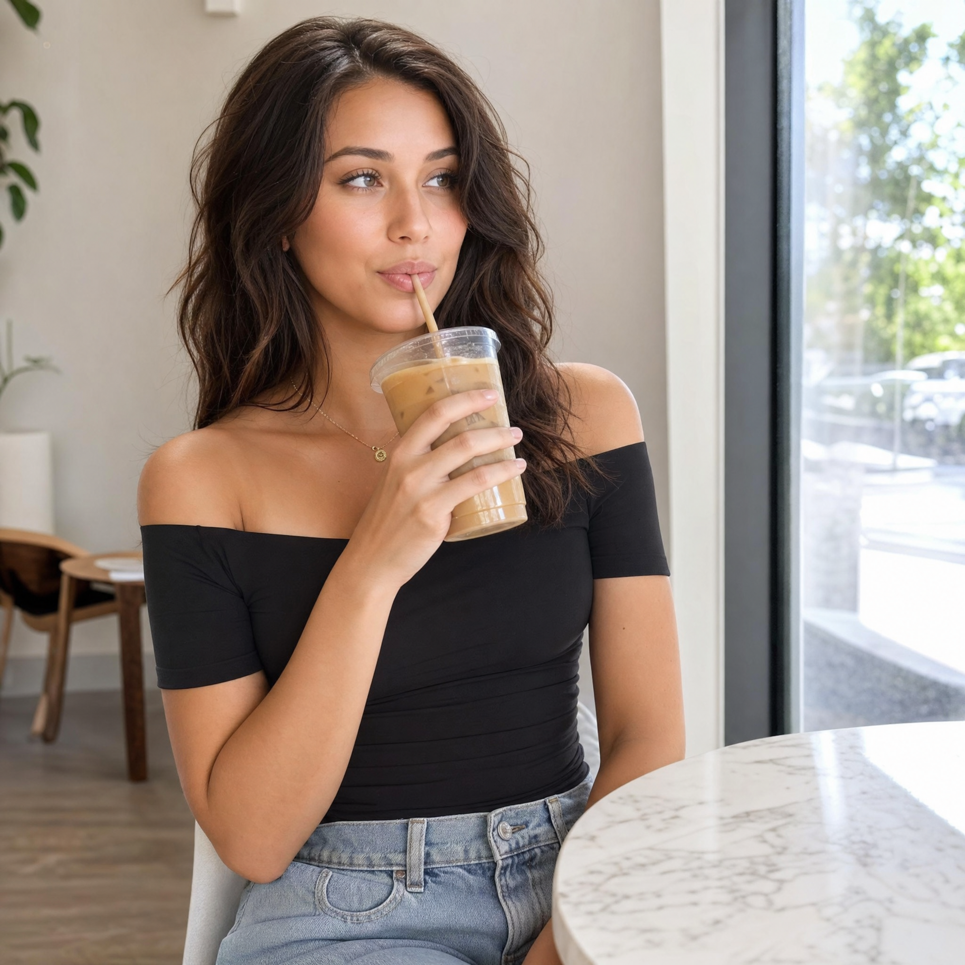 Velora Off-Shoulder Slim Fit Top — View 3 | Clova