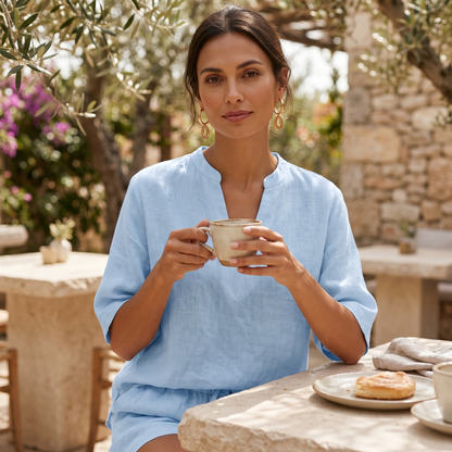 Breezy V-Neck Summer Set — View 4 | Clova