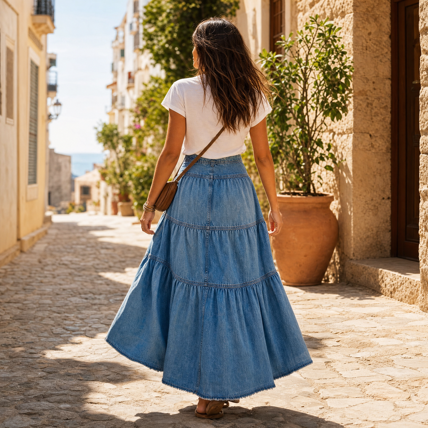 Soft Button-Front Maxi Skirt — View 4 | Clova