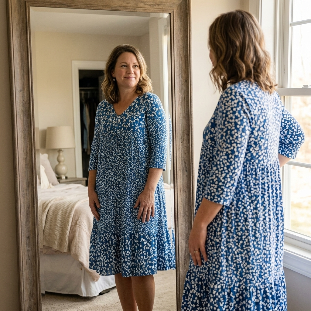 Breezy Floral Midi with Ruffle Hem — View 5 | Clova