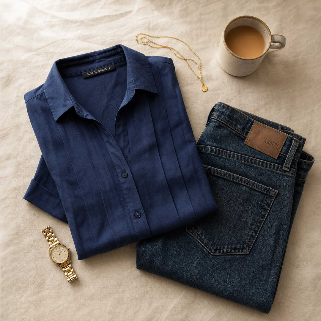 Pleated Short-Sleeve Blouse — View 5 | Clova