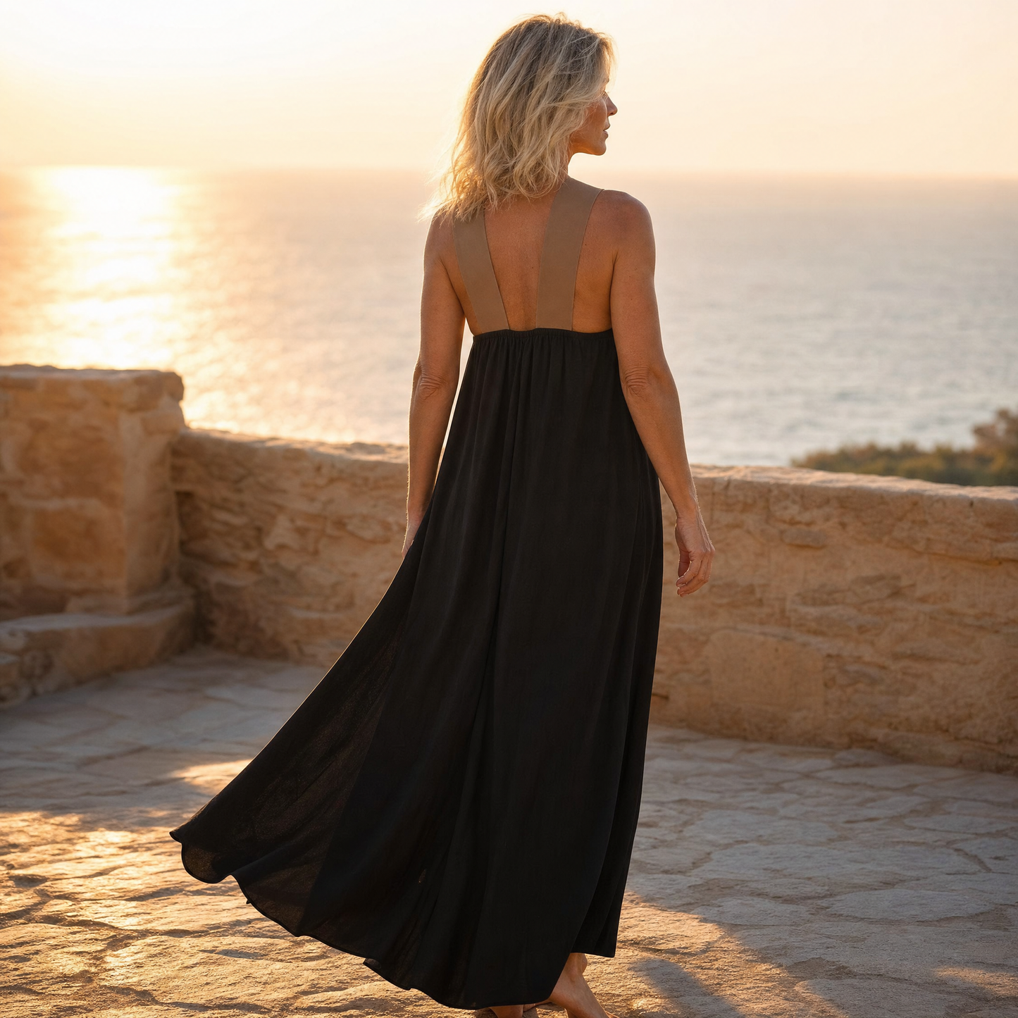 Two-Tone Halter Maxi Dress — View 5 | Clova