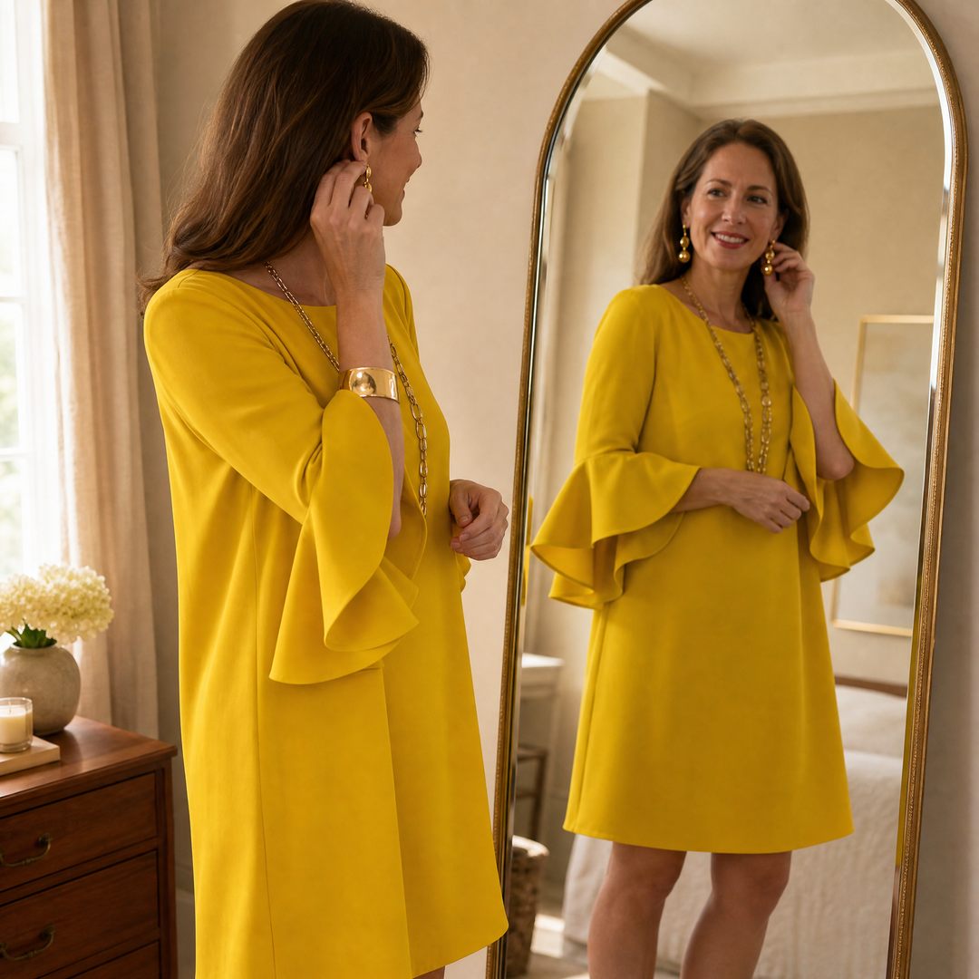 Statement Bell Sleeve Mini Dress — View 2 | Clova