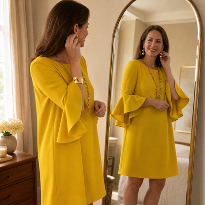 Statement Bell Sleeve Mini Dress — View 2 | Clova