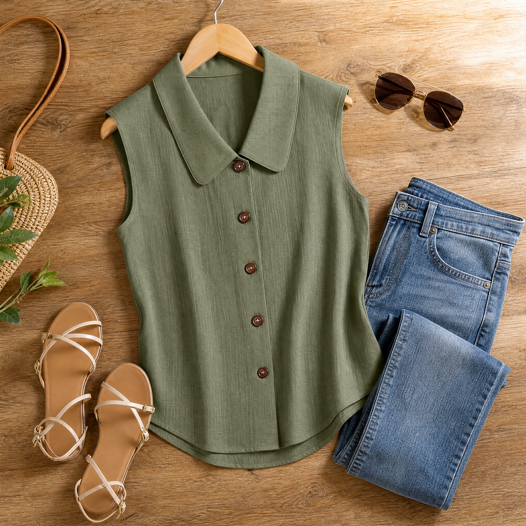 Breezy Collared Summer Top — View 5 | Clova