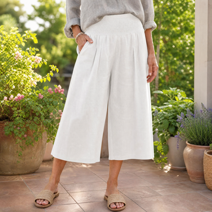 Smocked-Waist Culottes — View 5 | Clova