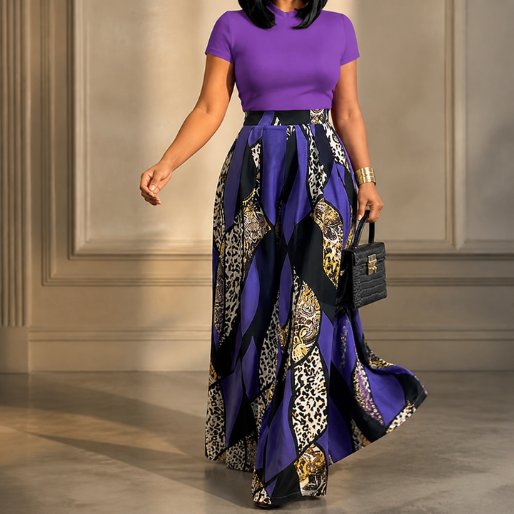Bold Print Wide-Leg Two Piece Set — View 5 | Clova