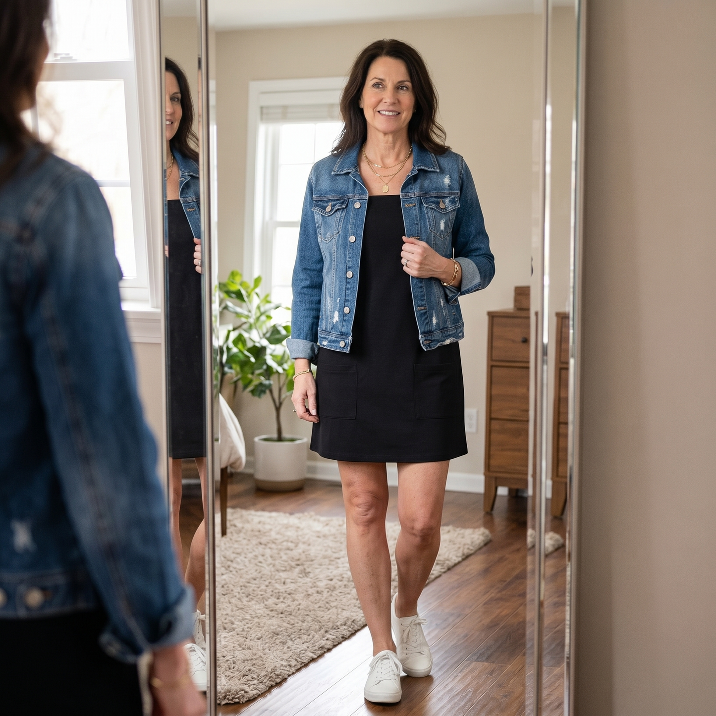 Soft Square-Neck Pocket Dress — View 5 | Clova