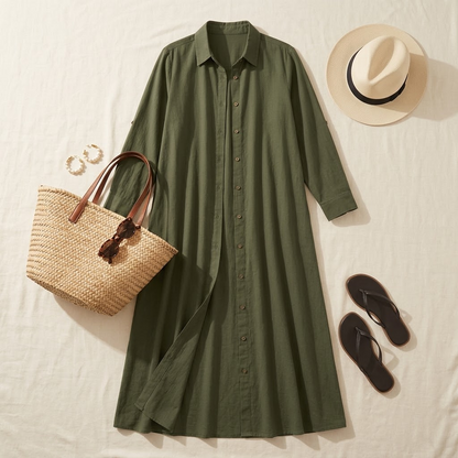 Effortless Maxi Shirt Dress with Pockets — View 5 | Clova