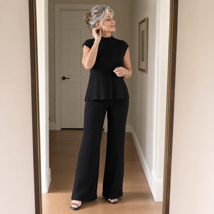 Ribbed Knit Two-Piece Set — View 4 | Clova