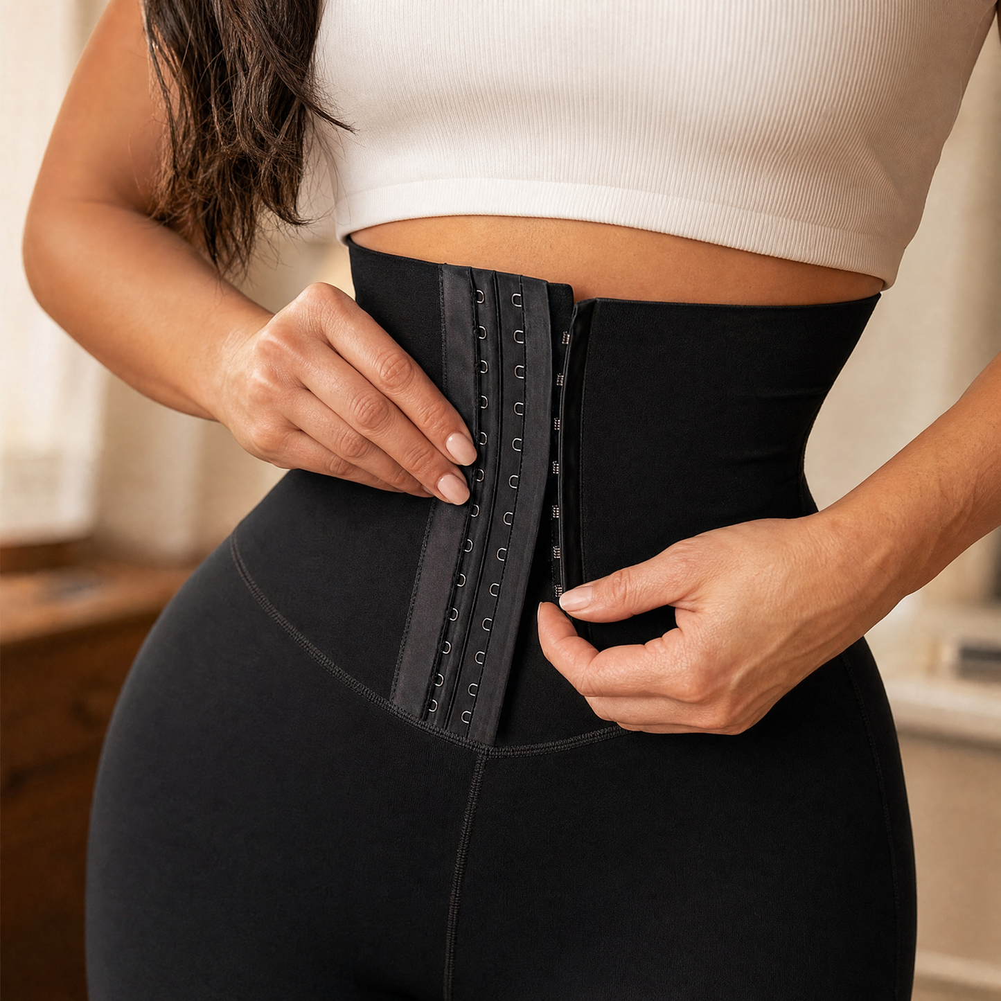 High-Waist Corset Leggings with Adjustable Cinch — View 5 | Clova