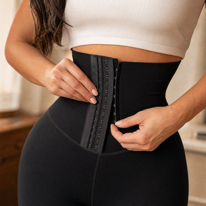 High-Waist Corset Leggings with Adjustable Cinch — View 5 | Clova