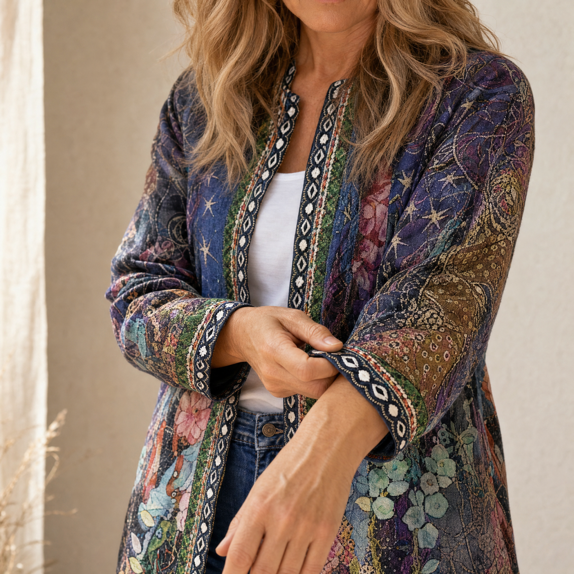 Art-Print Open Jacket for Effortless Style — View 5 | Clova