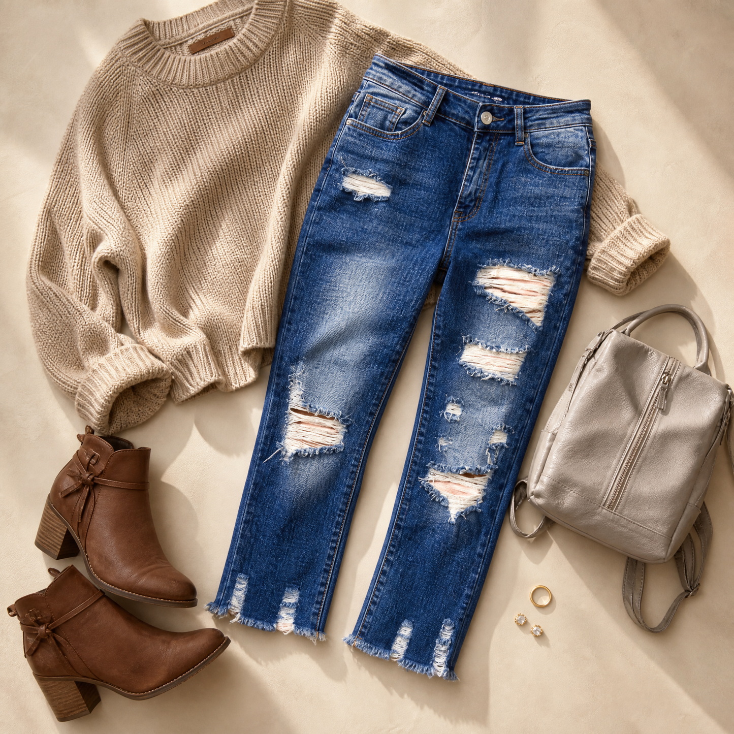 Soft Cotton Frayed-Hem Capri Jeans — View 5 | Clova