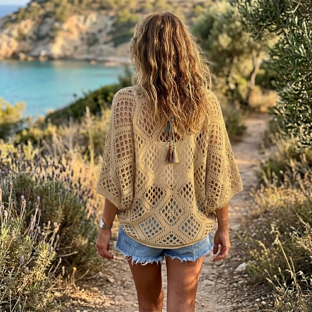 Bohemian Crochet V-Neck Top — View 5 | Clova