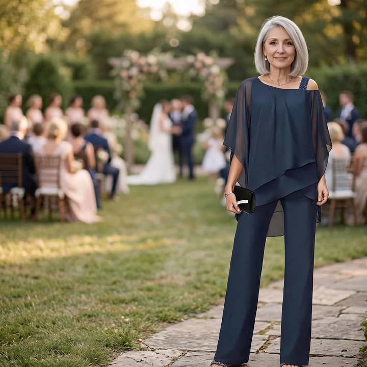 Asymmetric Chiffon Two-Piece Set — View 5 | Clova