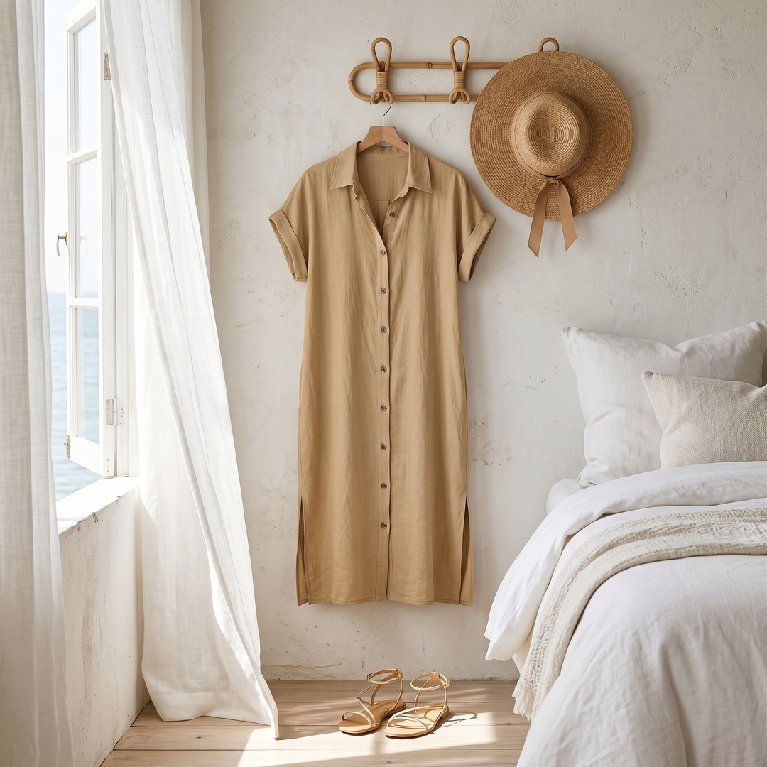 Breezy Button-Down Midi Dress — View 5 | Clova