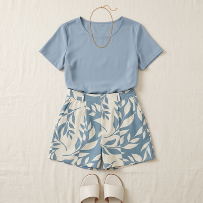Leaf Print 2-Piece Summer Set — View 5 | Clova