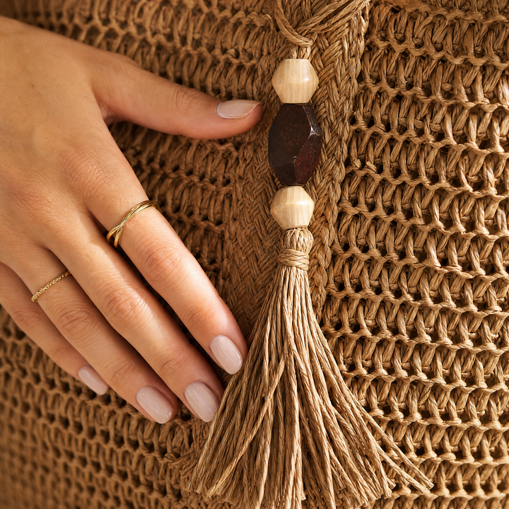 Handwoven Straw Tote with Zip Lining